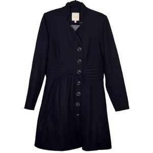 ModCloth women's wool blend navy blue button down trench coat casual sz L